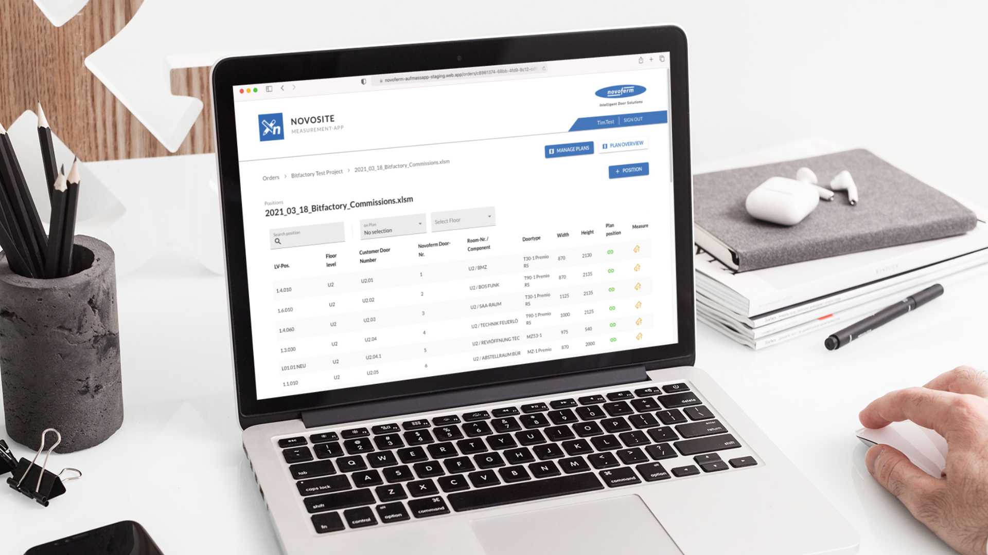 Novosite Screen Projekt Übersicht